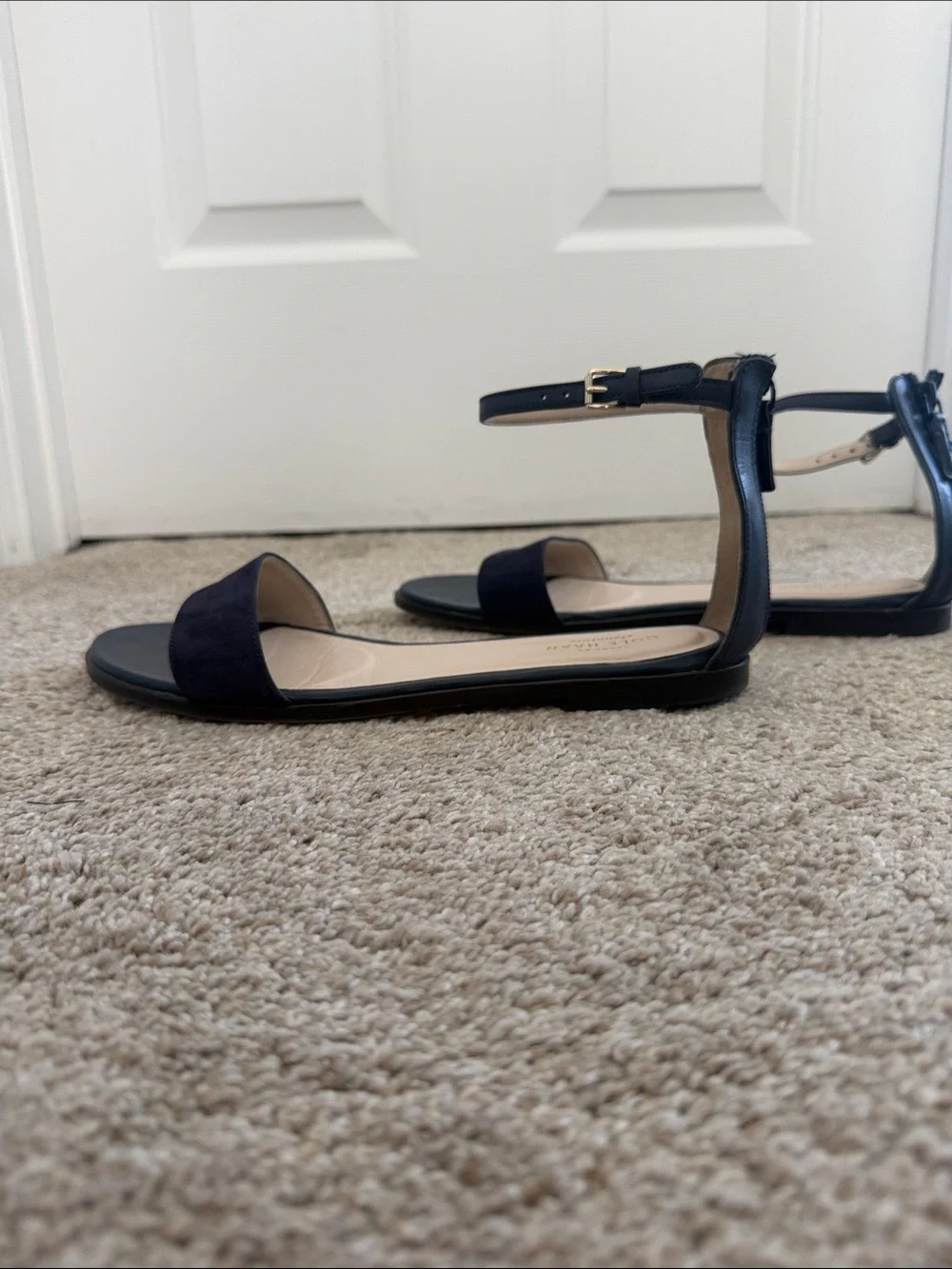 Cole Haan Navy Suede Open-Toe Ankle-Strap Sandals - Picture 4 of 6